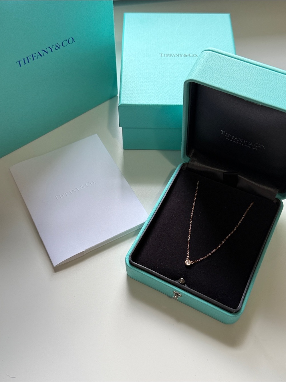 Tiffany and Co. Elsa Peretti Diamonds by the Yard Rose Gold Diamond Necklace